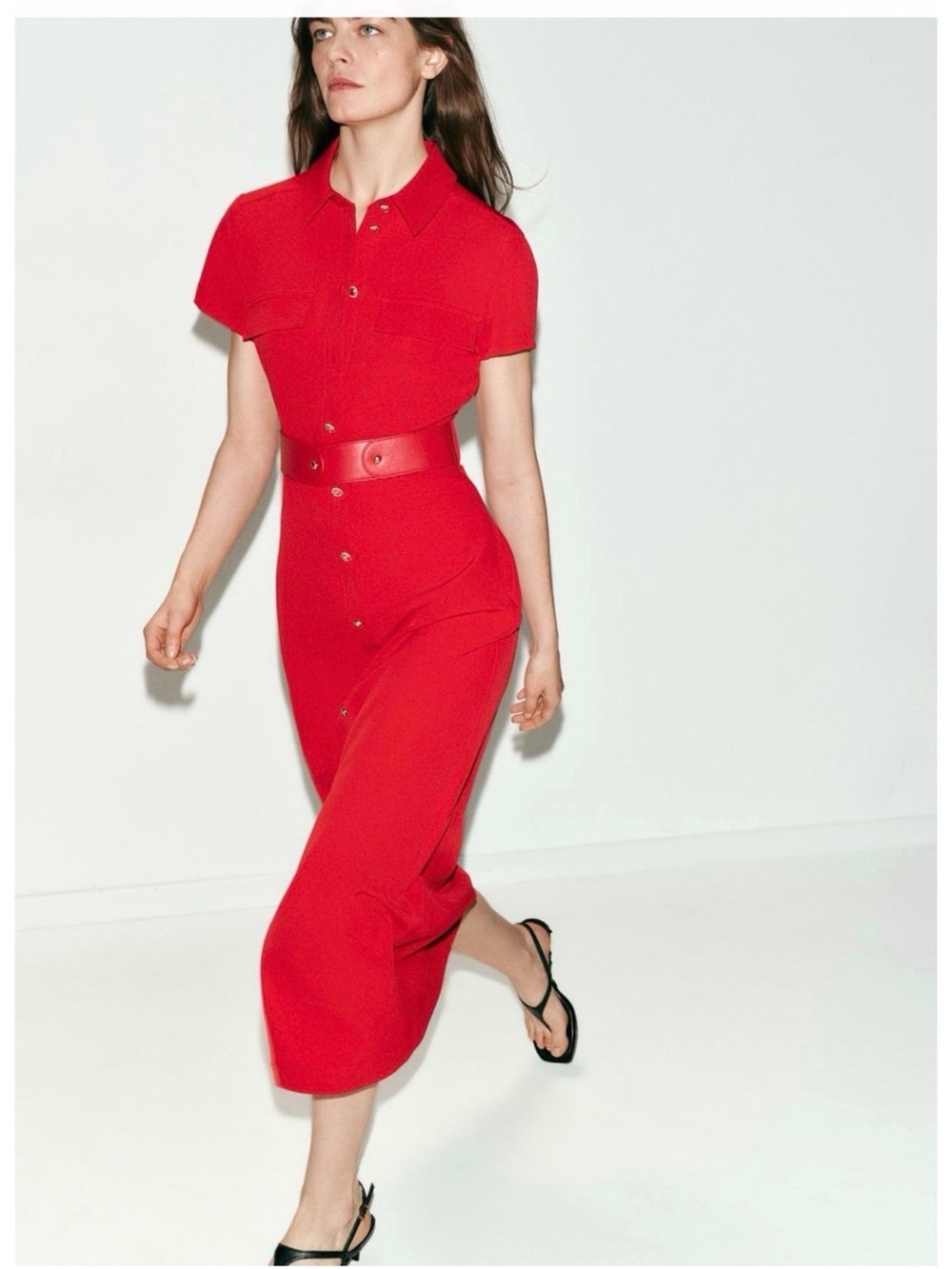 Zara belted midi dress